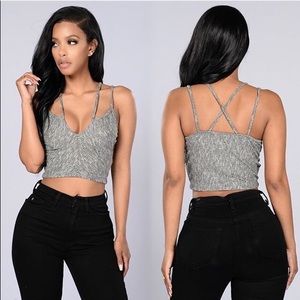 Fashion Nova marled gray strappy crop top